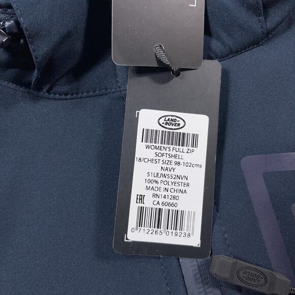 Land Rover Full Zip Softshell Jacket Womens XL Blue Rare Tuck Away Hood NWT‎ - Picture 4 of 16
